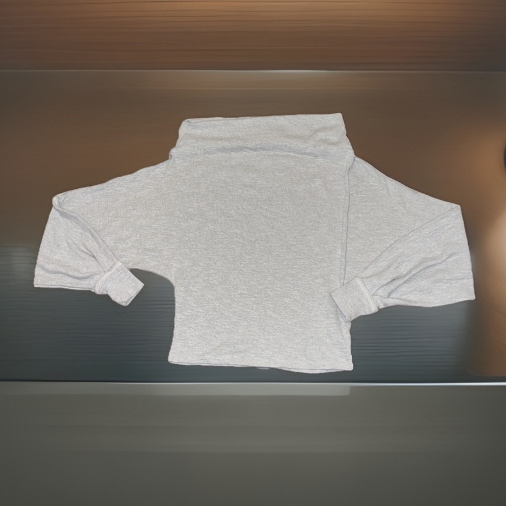 Free People We The Free “Easy Does It” Cowl Neck Ballon Sleeves Crop Cotton Top